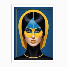 Geometric Woman Portrait Pop Art Fashion Yellow (12) Art Print