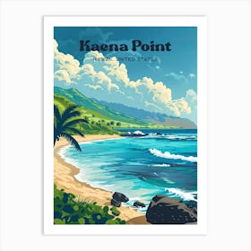 Kaena Point Hawaii Island Digital Travel Art Art Print