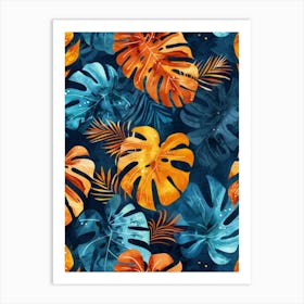 Tropical Leaves Seamless Pattern 37 Art Print