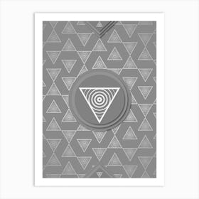 Geometric Glyph Sigil with Hex Array Pattern in Gray n.0067 Art Print