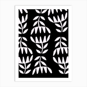 Black And White Leaves Art Print