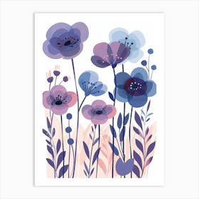 Flowers On A White Background Art Print