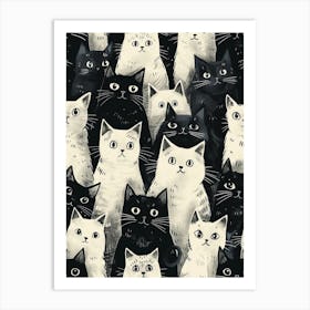 Perfectly Repeatable Artwork With Cute Cat Faces 56 Art Print