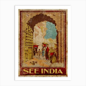 Vintage Travel Poster ― See India Art Print