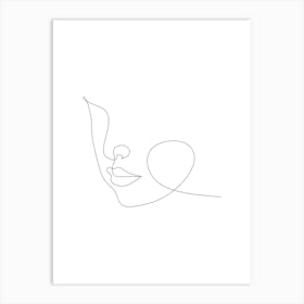 Line Drawing Of A Woman'S Face.Scandinavian wall art Art Print