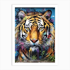 Tiger Art In Mural Art Style 1 Art Print