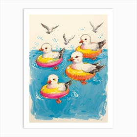 Seagulls In The Pool Art Print