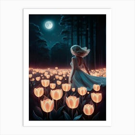 Tulips In The Night Art Print