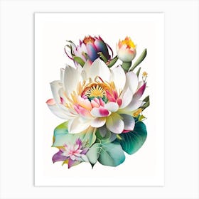 Lotus Flower Bouquet Decoupage 3 Art Print