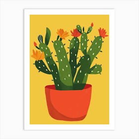 Christmas Cactus Plant Minimalist Illustration 11 Art Print