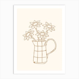 Line Drawing Retro Flowers Art Print