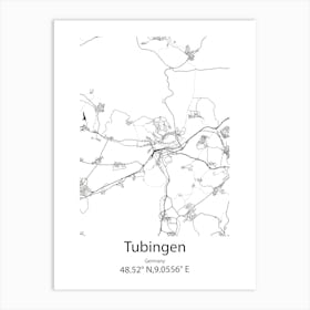 Tubingen,Germany Minimalist Map Art Print