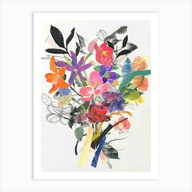 Bergamot 1 Collage Flower Bouquet Art Print