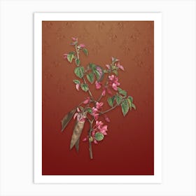 Vintage Judas Tree Botanical on Falu Red Pattern n.0369 Art Print