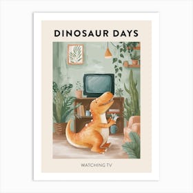 Dinosaur Watching Tv Poster 1 Art Print