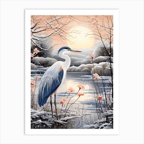 Winter Bird Painting Great Blue Heron 6 Art Print