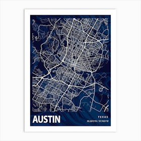 Austin Crocus Marble Map Art Print