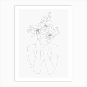 Flower Girl Monoline Asthetic Mnimalist Drawing Art Print