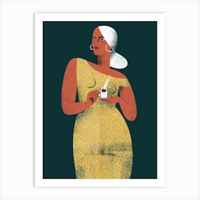 Lady With A Coffee Art Print