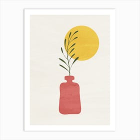 Minimalist Botanical with Sun and Vase Art Print