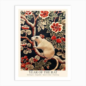 Chinese Lunar Year Of The Rat 3 William Morris Style Art Print