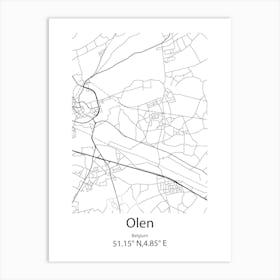 Olen,Belgium Minimalist Map Art Print