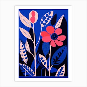 Blue Flower Illustration Heliconia 1 Art Print