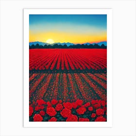 Red Roses At Sunset Art Print