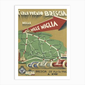 Mille Miglia car racing 1940 Art Print