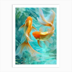 Goldfish Swimming In The Water Art Print