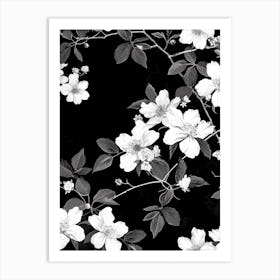 Great Japan Hokusai Monochrome Flowers 1312 Art Print