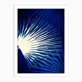 Electric blue cyanotype palm leaves Art Print