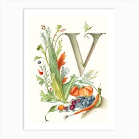 V  Vegetable Soup, Letter, Alphabet Quentin Blake Illustration Art Print