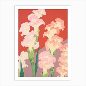 Gladioli Flower Big Bold Illustration 3 Art Print