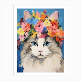Ragdoll Cat With A Flower Crown Painting Matisse Style 1 Art Print