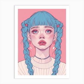 Blue Haired Girl 10 Art Print