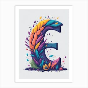 Colorful Letter E Illustration 15 Art Print