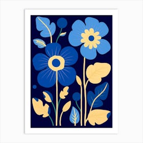 Blue Flower Illustration Buttercup 4 Art Print