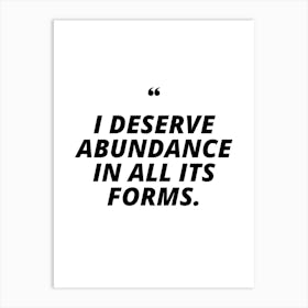 I Deserve Abundance In All Its Forms moon tarot card Art Print