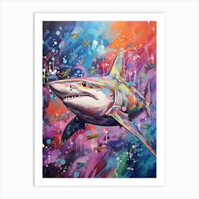  A Blacktip Shark Vibrant Paint Splash 1 Art Print