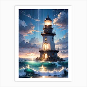 A Lighthouse In The Middle Of The Ocean 33 Art Print