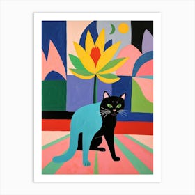 Cat And Flower Art Print