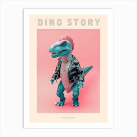 Punky Dinosaur In A Leather Jacket 3 Poster Art Print