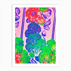 Broccoli 2 Risograph Retro Poster vegetable Art Print