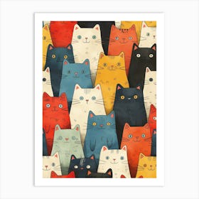 Perfectly Repeatable Artwork With Cute Cat Faces 18 Art Print