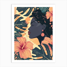 Hawaiian Girl With Flowers Art Print