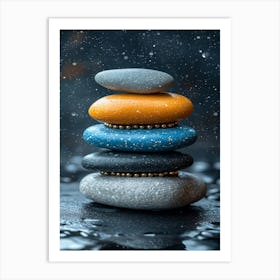 Pebbles In Rain Art Print