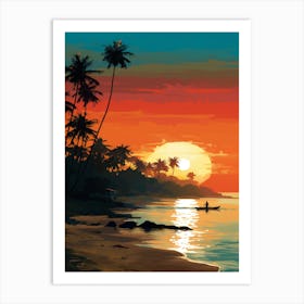 Long Beach Koh Lanta Thailand At Sunset, Vibrant Painting 1 Art Print