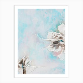 Aqua Teal Flower Painting 3 Art Print