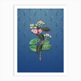 Vintage Tall Calotropis Flower Botanical on Bahama Blue Pattern Art Print
